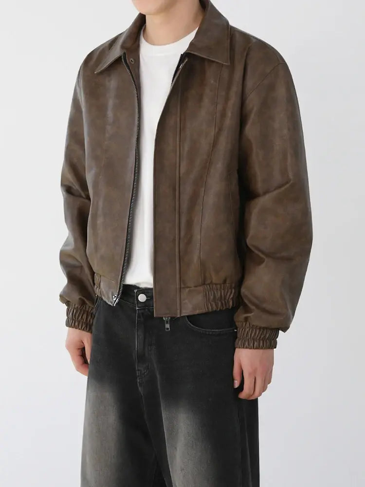 Leather zip up jacket