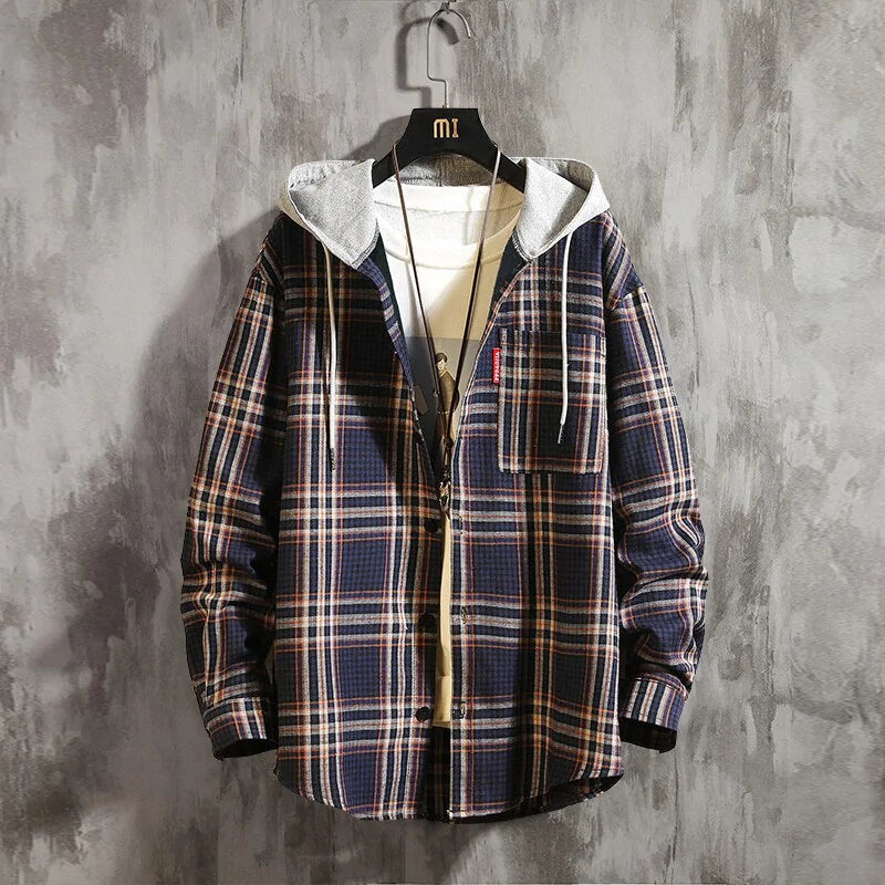 Plaid Full Zip Hooded Jacket