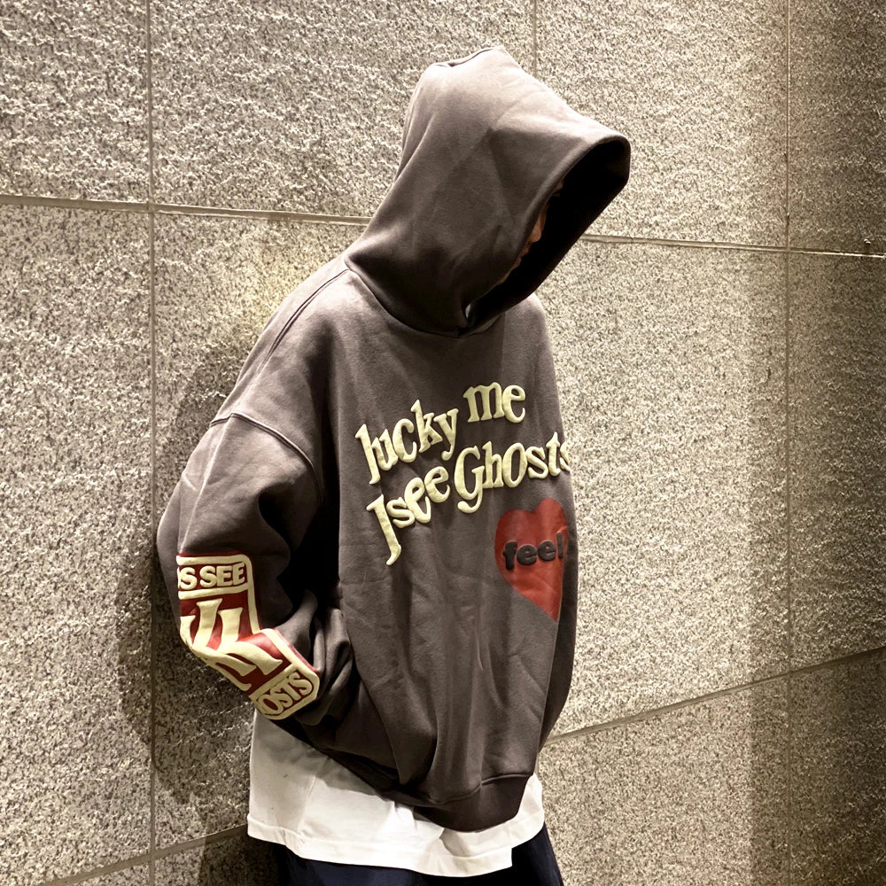 Oversized Loose Foam Printed Hoodies