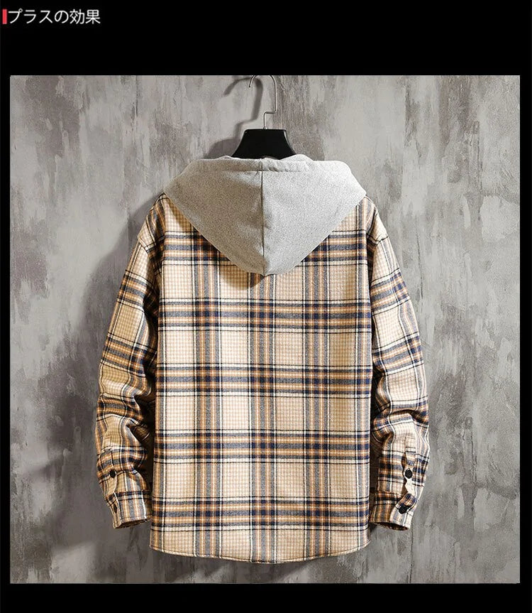 Plaid Full Zip Hooded Jacket