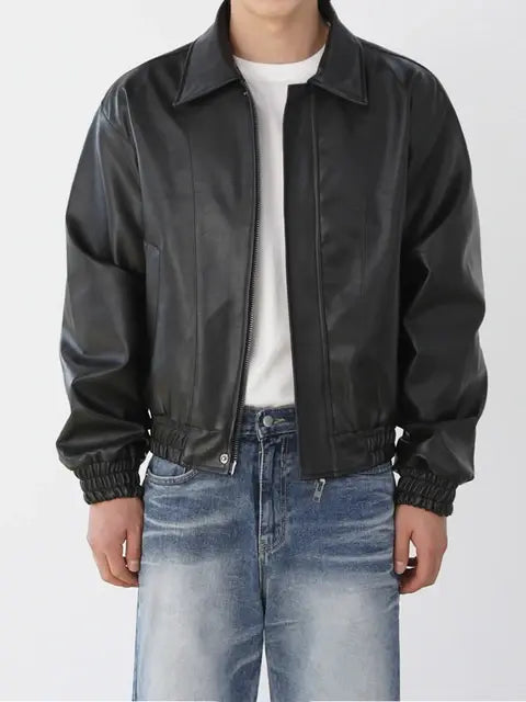 Leather zip up jacket