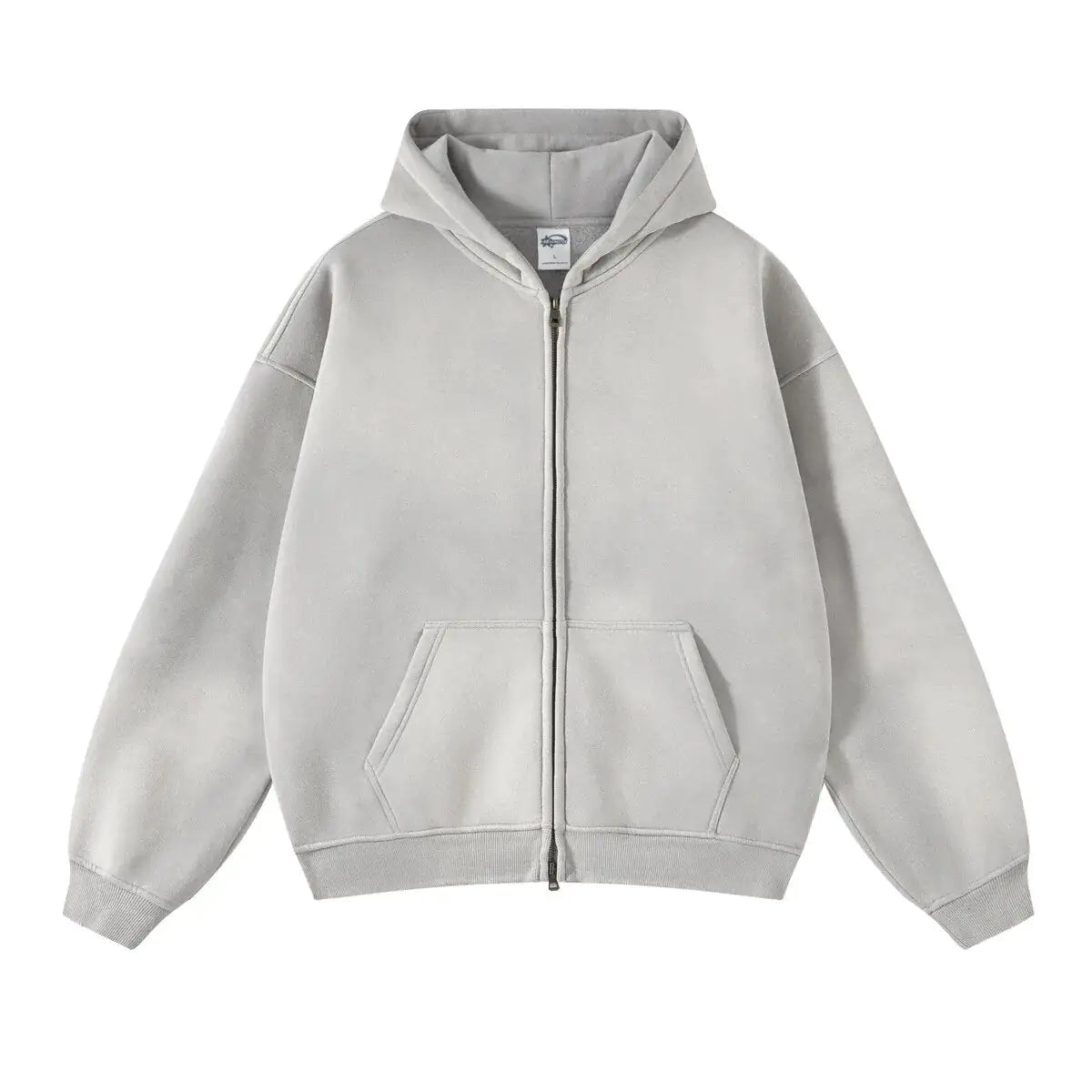 Loose Fit Washed Zip Up Hoodie