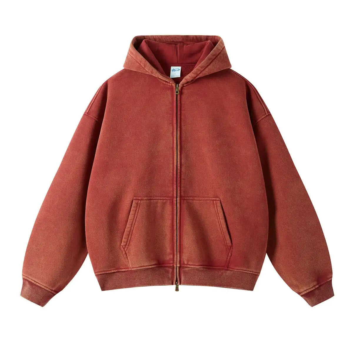 Loose Fit Washed Zip Up Hoodie