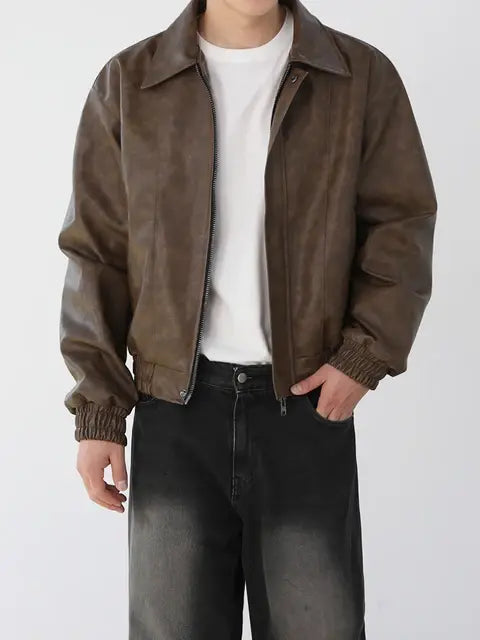 Leather zip up jacket