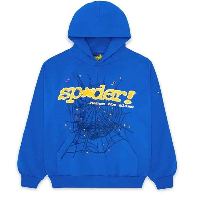 Spider Web Letter Printed Hoodies