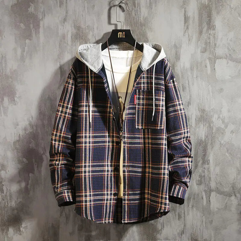 Plaid Full Zip Hooded Jacket